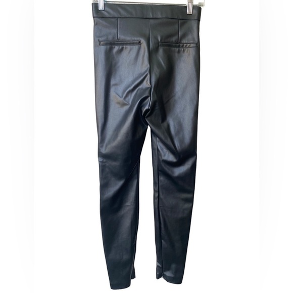 Zara Faux Leather Black High Waisted Skinny Leg Jeggings Pants Sz Small - Picture 6 of 11